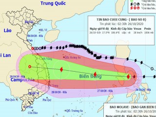Bão Molave tăng cấp, hướng vào Biển Đông
